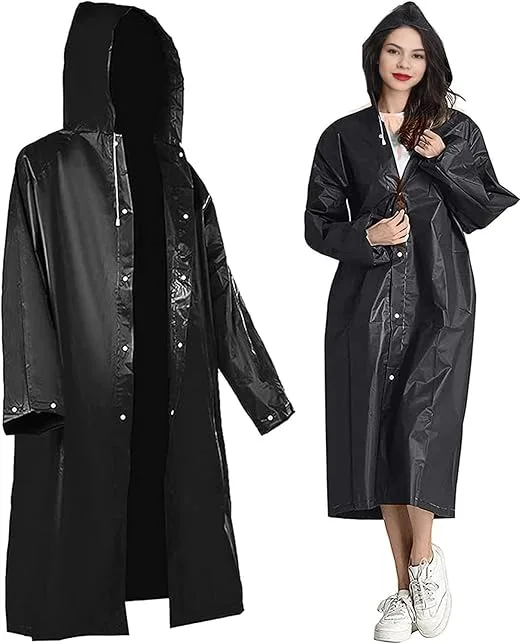 Long Raincoat 2 Pack, Black EVA