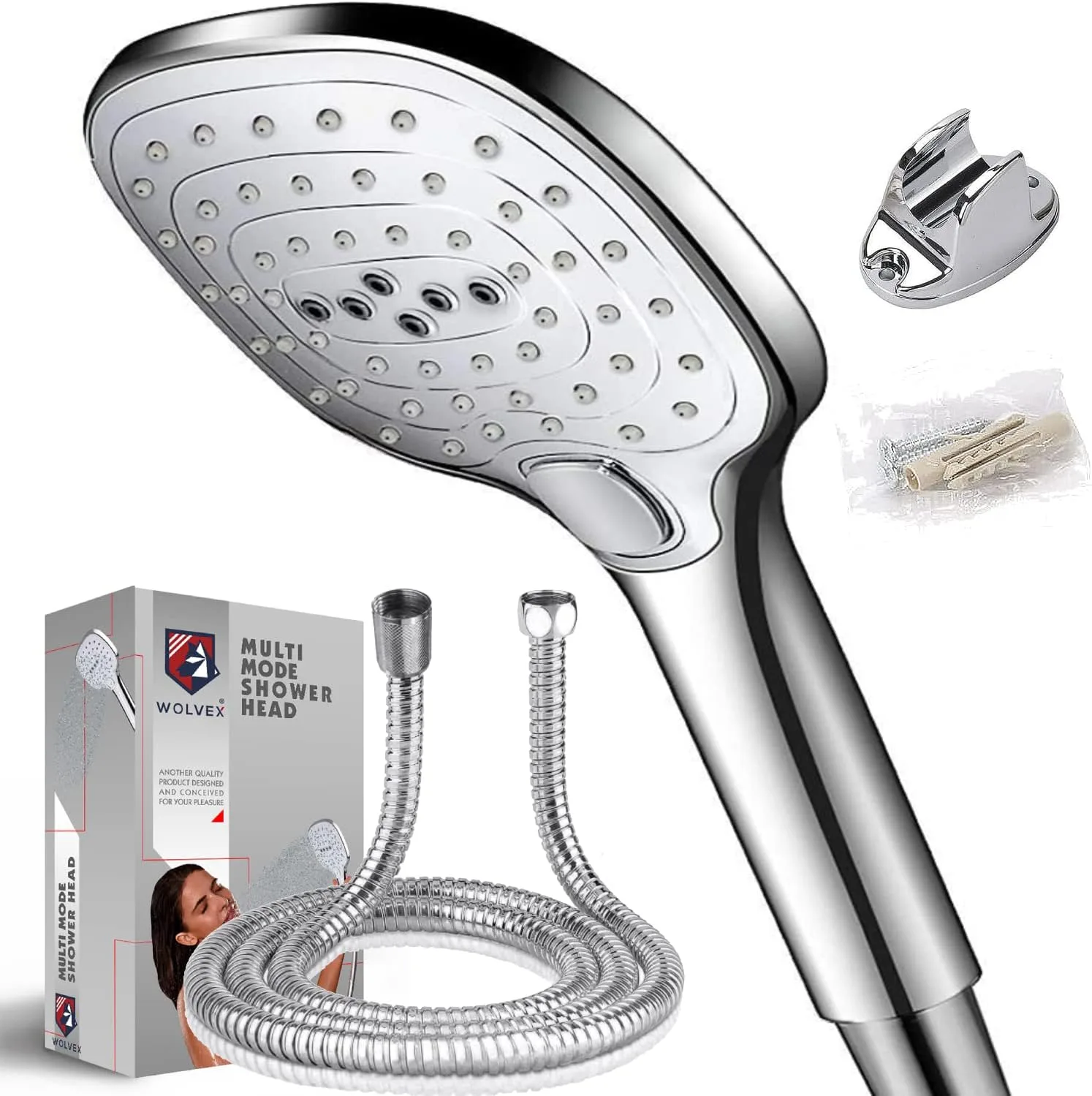 Shower Head & 2m Hose Set, 3 Spray Modes