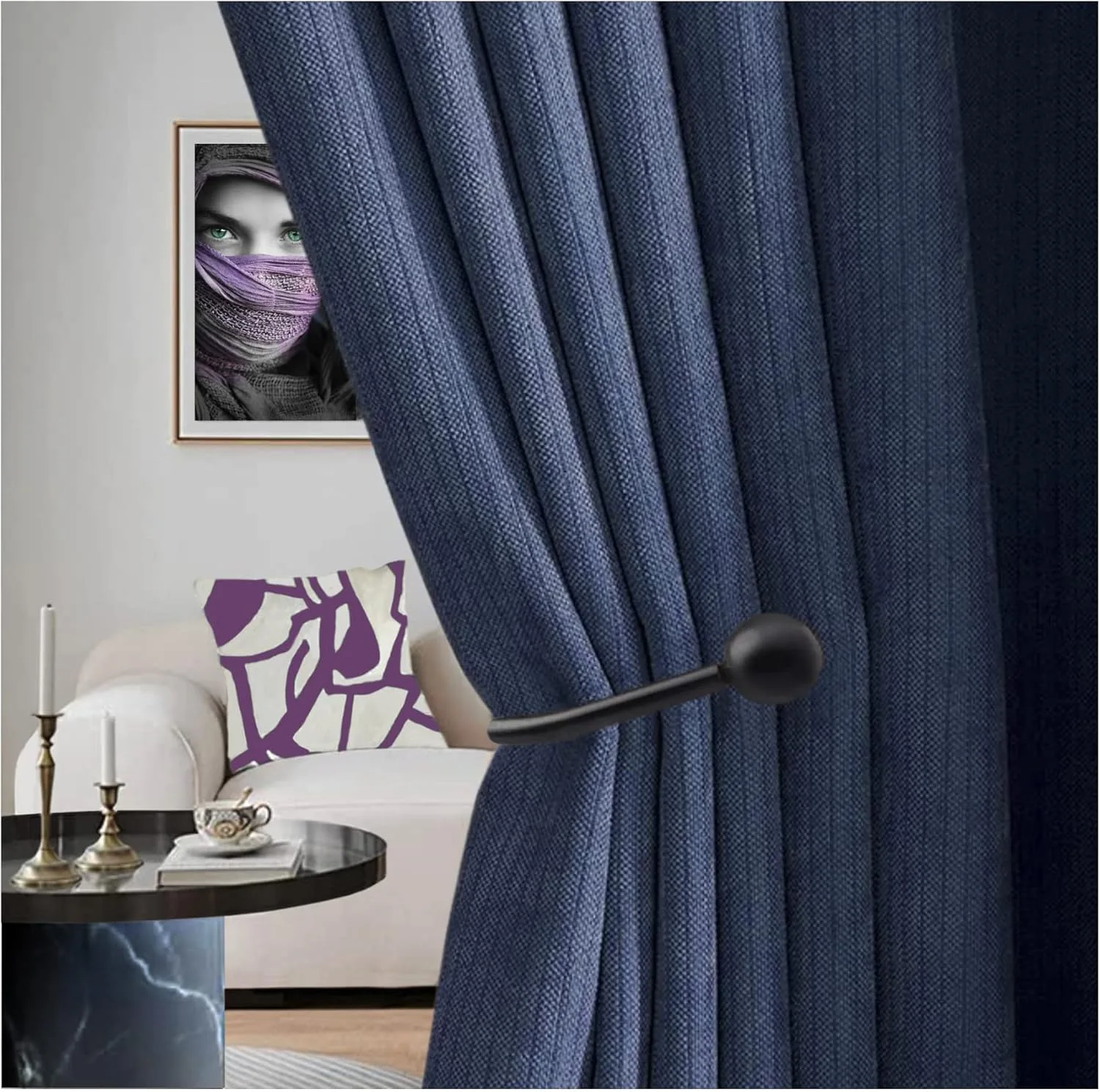 Metal Curtain Holdbacks, Pair, Black