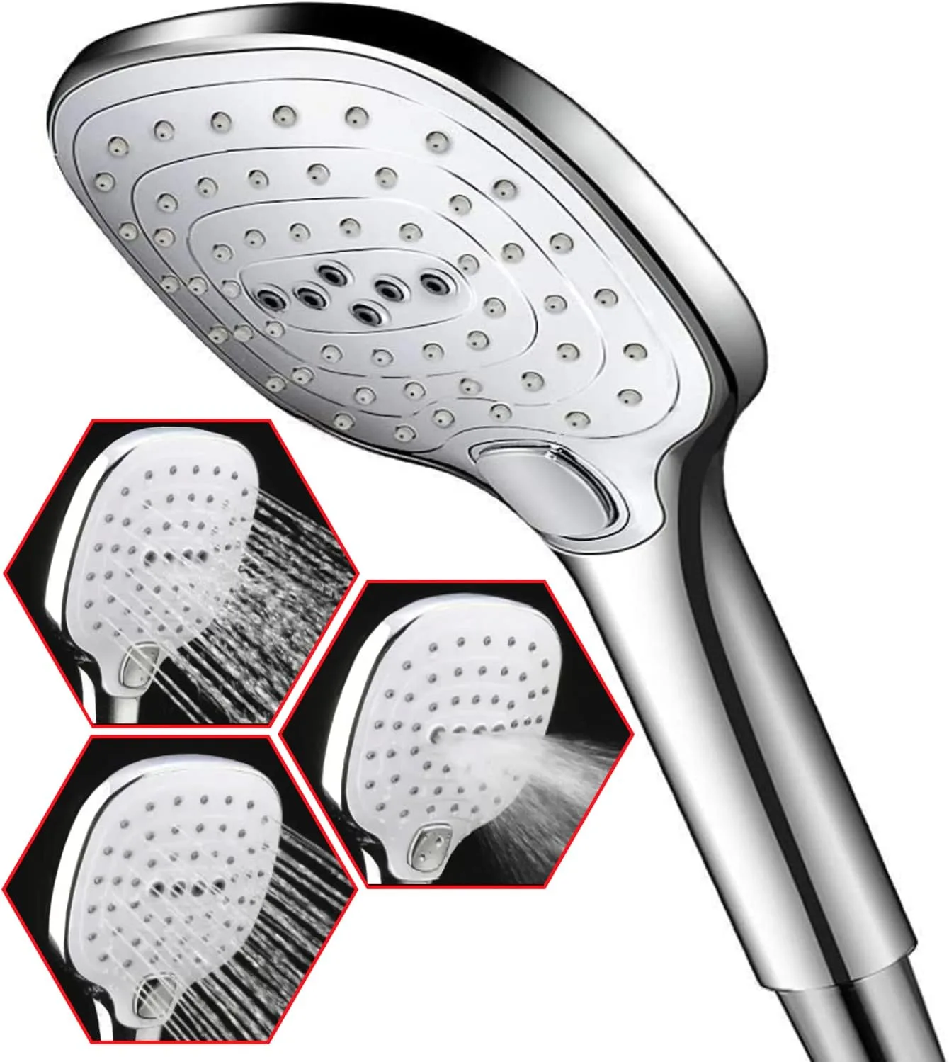 Chrome Handheld Shower Head, 3 Modes