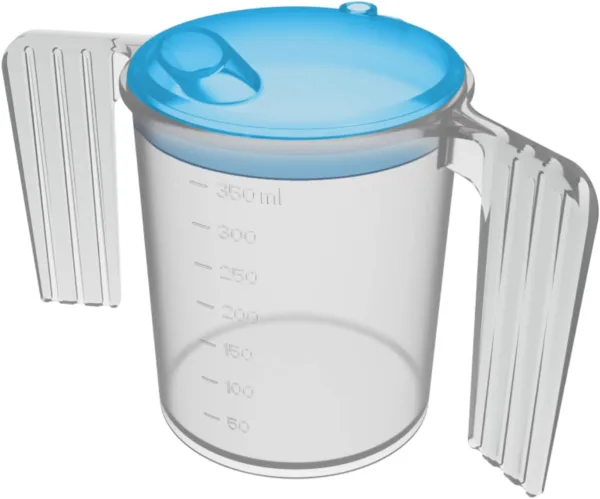 350ml Two-Handled Feeding Cup, Wide Spout – Blue Lid