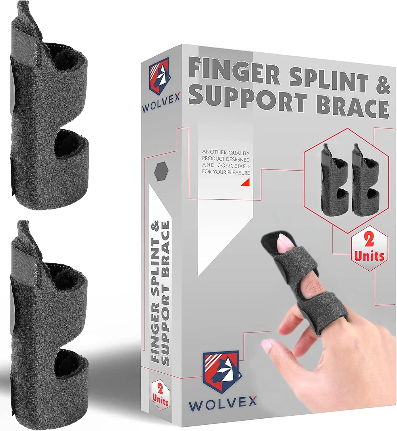 Finger Splint Support, 2 Pcs, Black