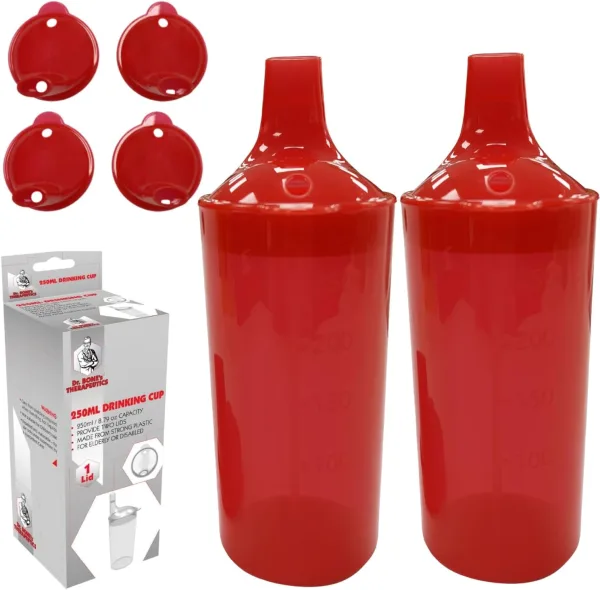 250ml Graduated Feeding Beakers, Set of 2 – Red