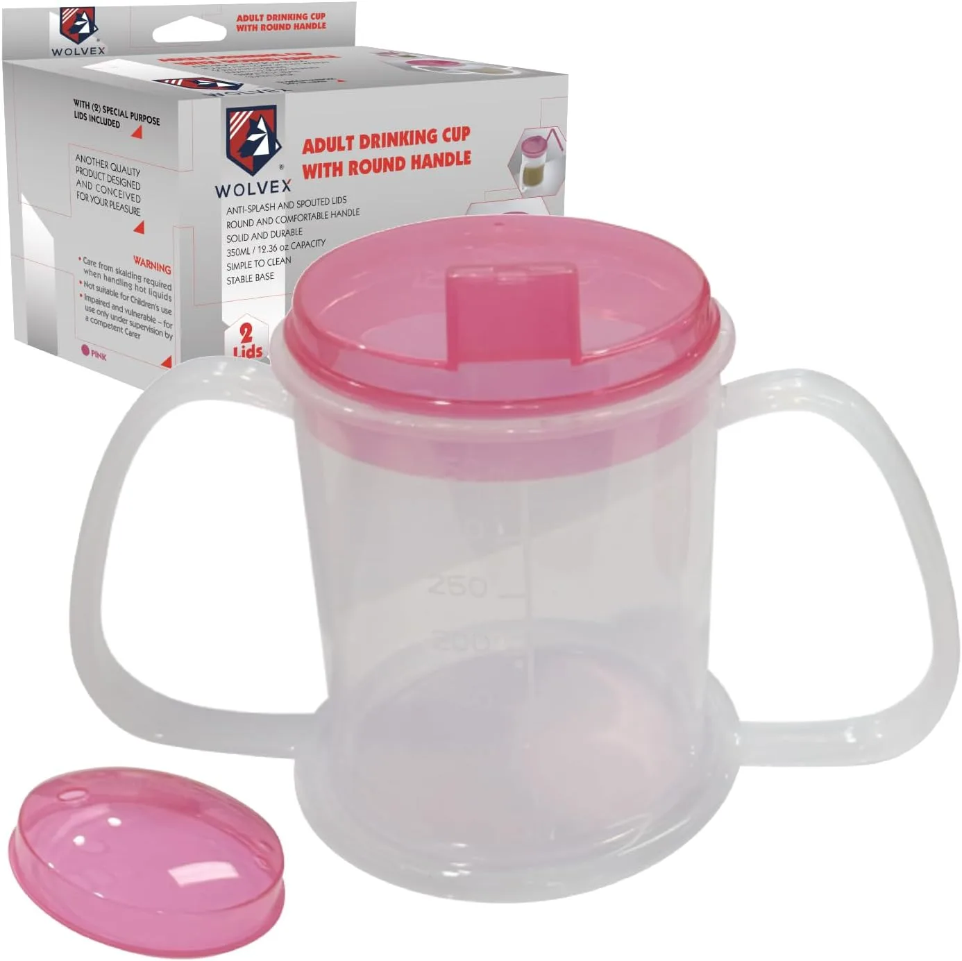 350ml Round-Handle Anti-Spill Cup – Pink