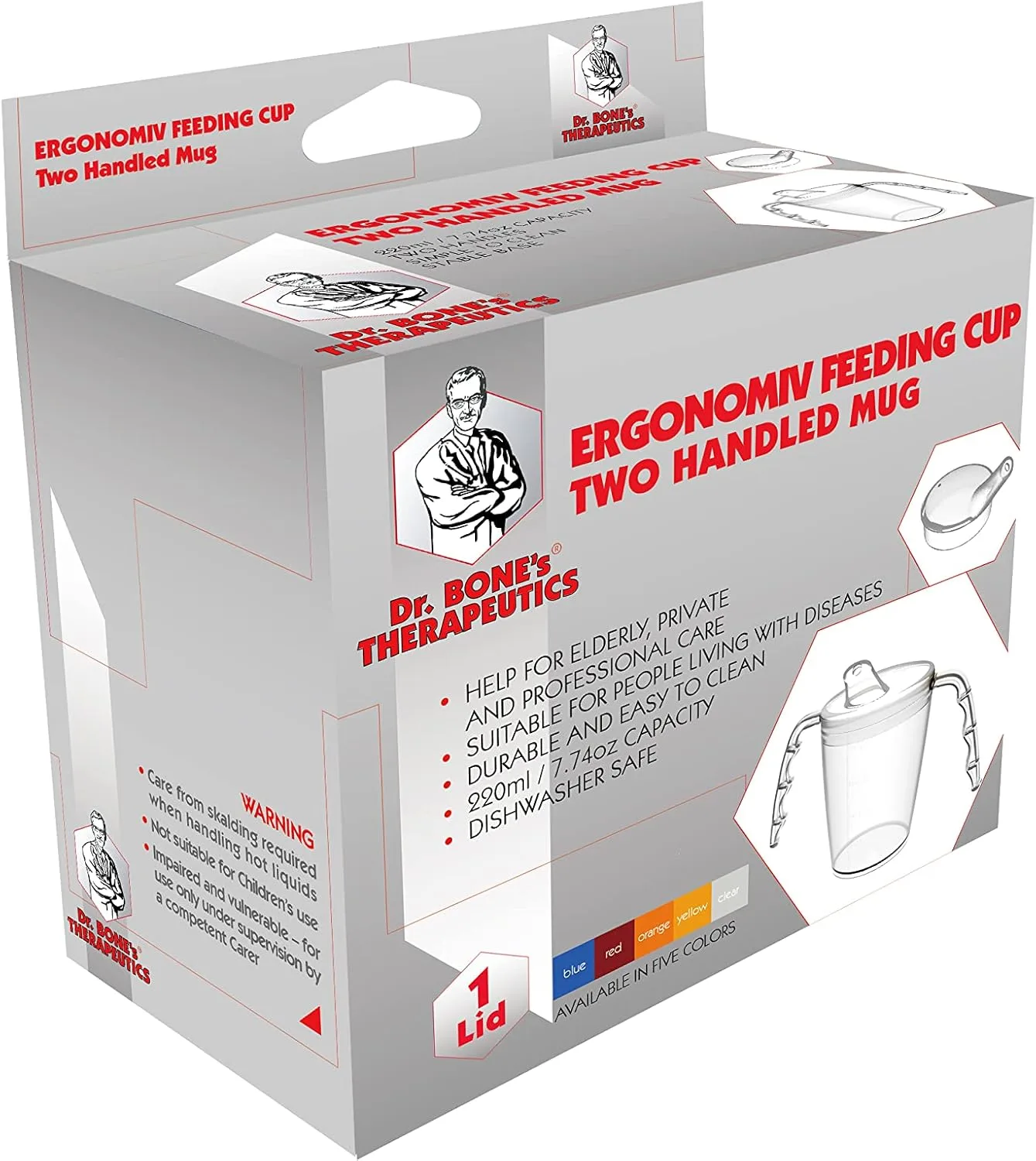 220ml Two-Handled Ergonomic Cup – Clear