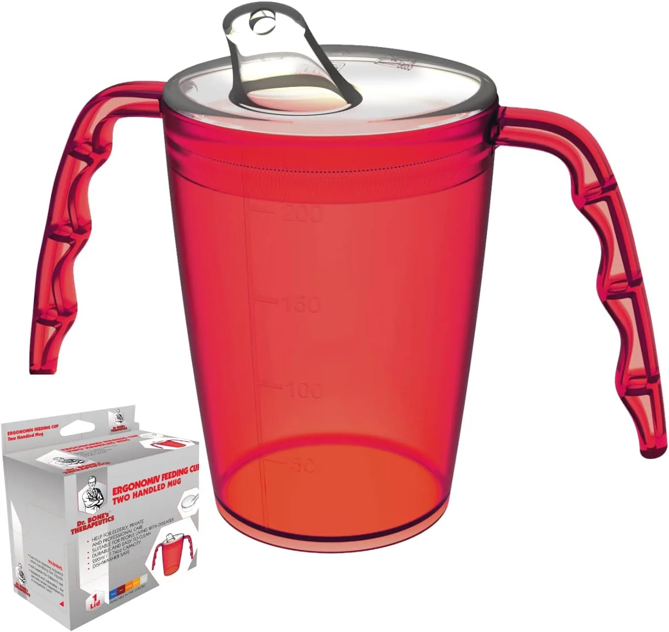 220ml Two-Handled Ergonomic Cup – Red