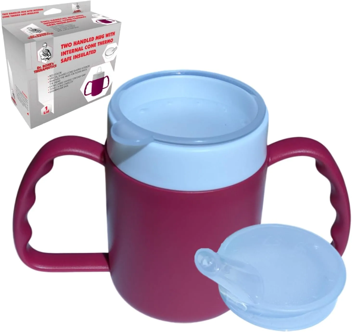 140ml Two-Handled Cone Mug with 2 Lids – Blackberry (2)