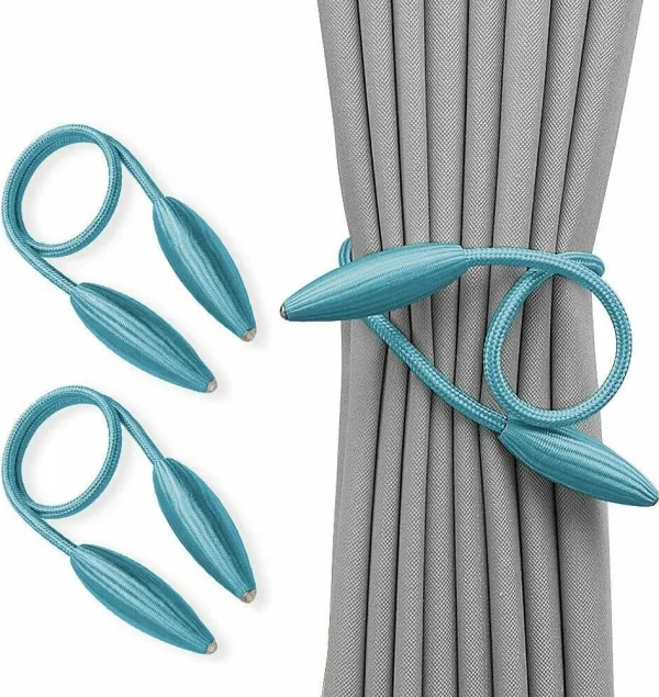 Twist Curtain Tie Backs, Pair – Pale Blue