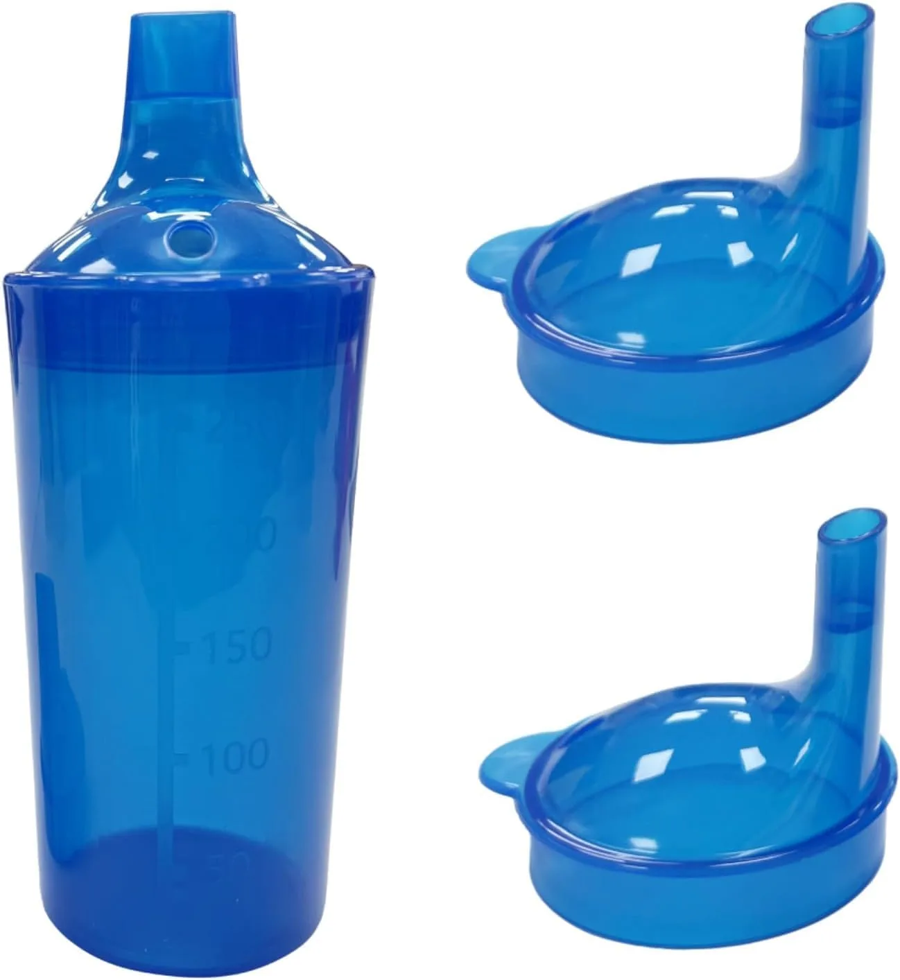 250ml Feeding Cup with 2 Lids & Straw Hole – Blue