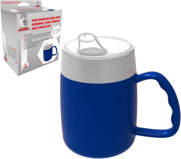 140ml Spill-Proof Cone Mug, One Handle – Blue
