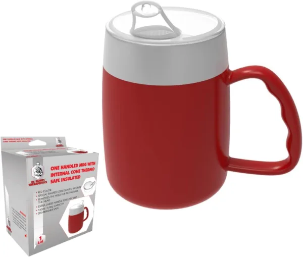 140ml Spill-Proof Cone Mug, One Handle – Red