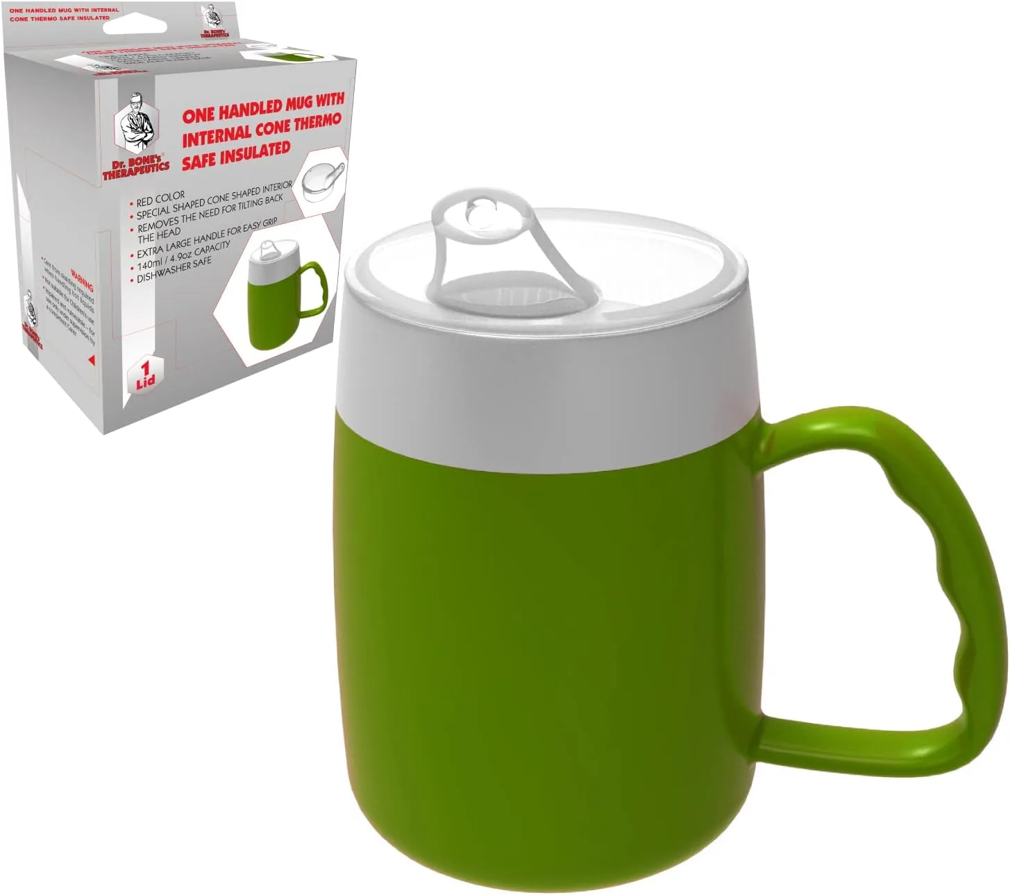 140ml Spill-Proof Cone Mug, One Handle – Green