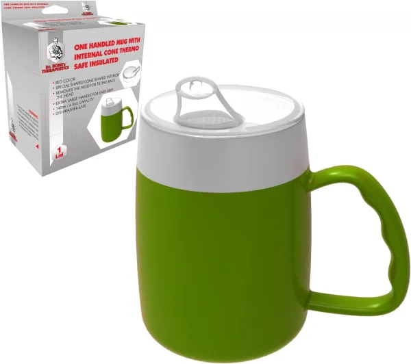 140ml Spill-Proof Cone Mug, One Handle – Green