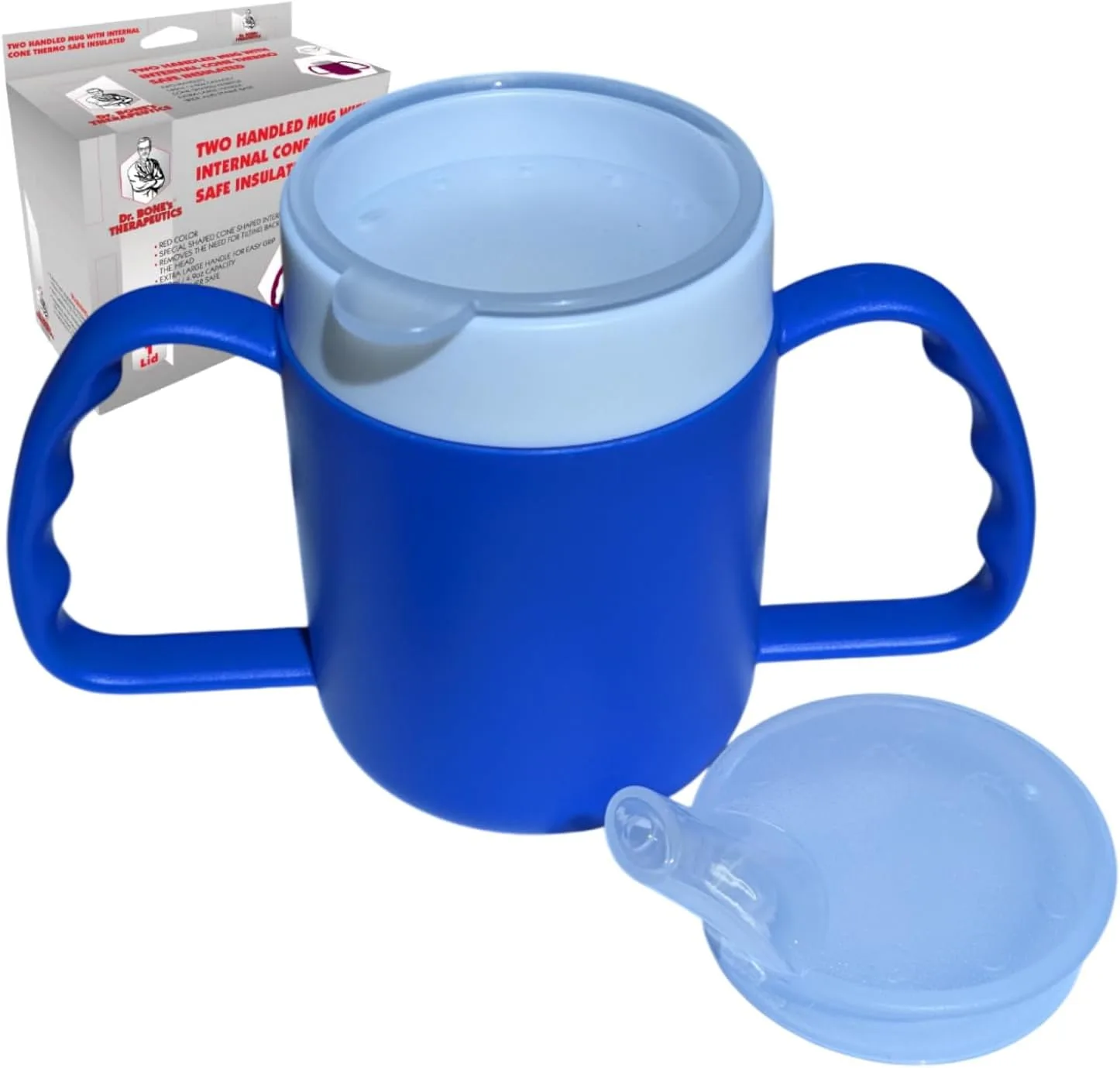 140ml Two-Handled Cone Mug with 2 Lids – Blue