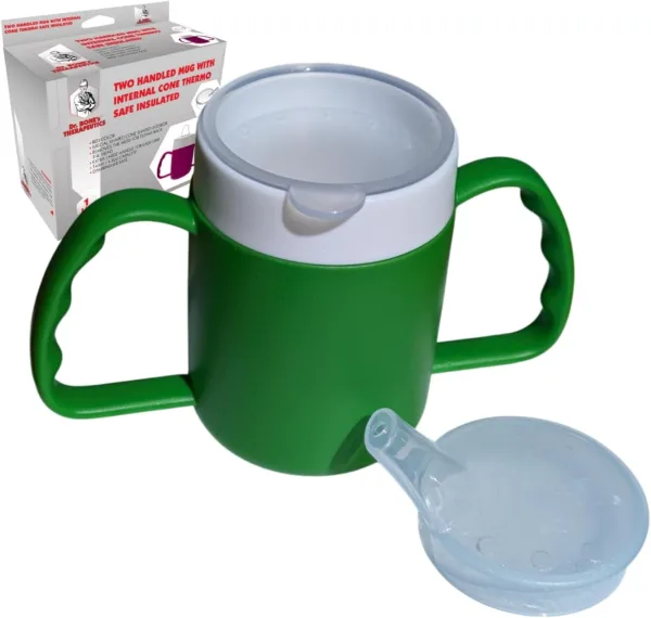 140ml Two-Handled Cone Mug with 2 Lids – Green