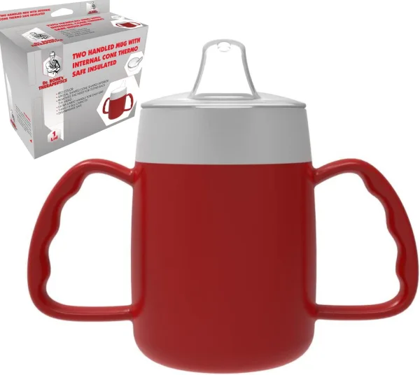140ml Two-Handled Spill-Proof Drinking Cup – Red
