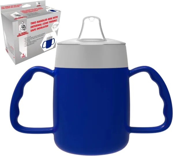 140ml Two-Handled Spill-Proof Drinking Cup – Blue