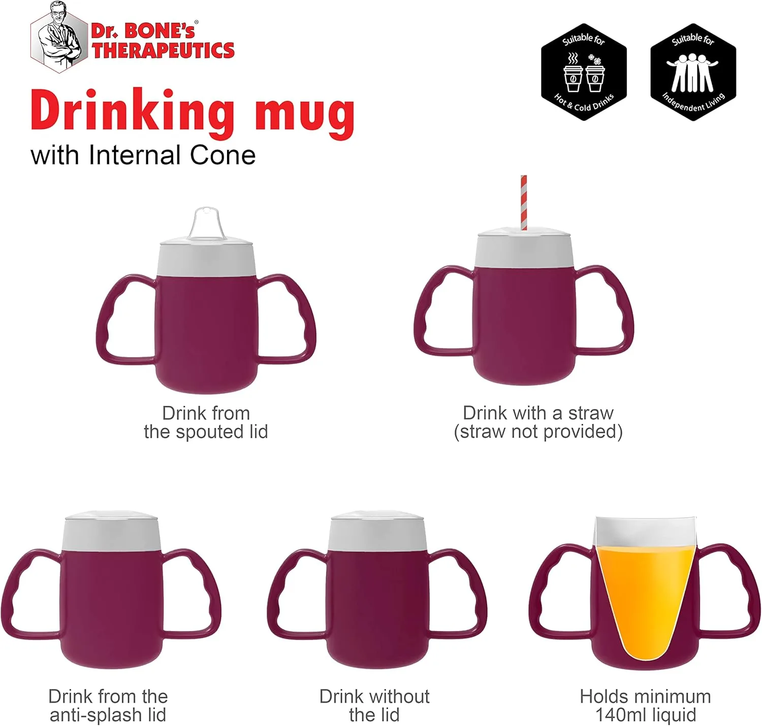 140ml Two-Handled Spill-Proof Drinking Cup – Green