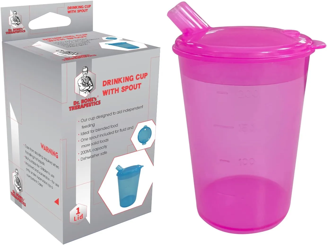 200ml Adult Sippy Cup with Lip Spout – Pink