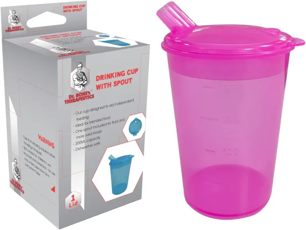 200ml Adult Sippy Cup with Lip Spout – Pink
