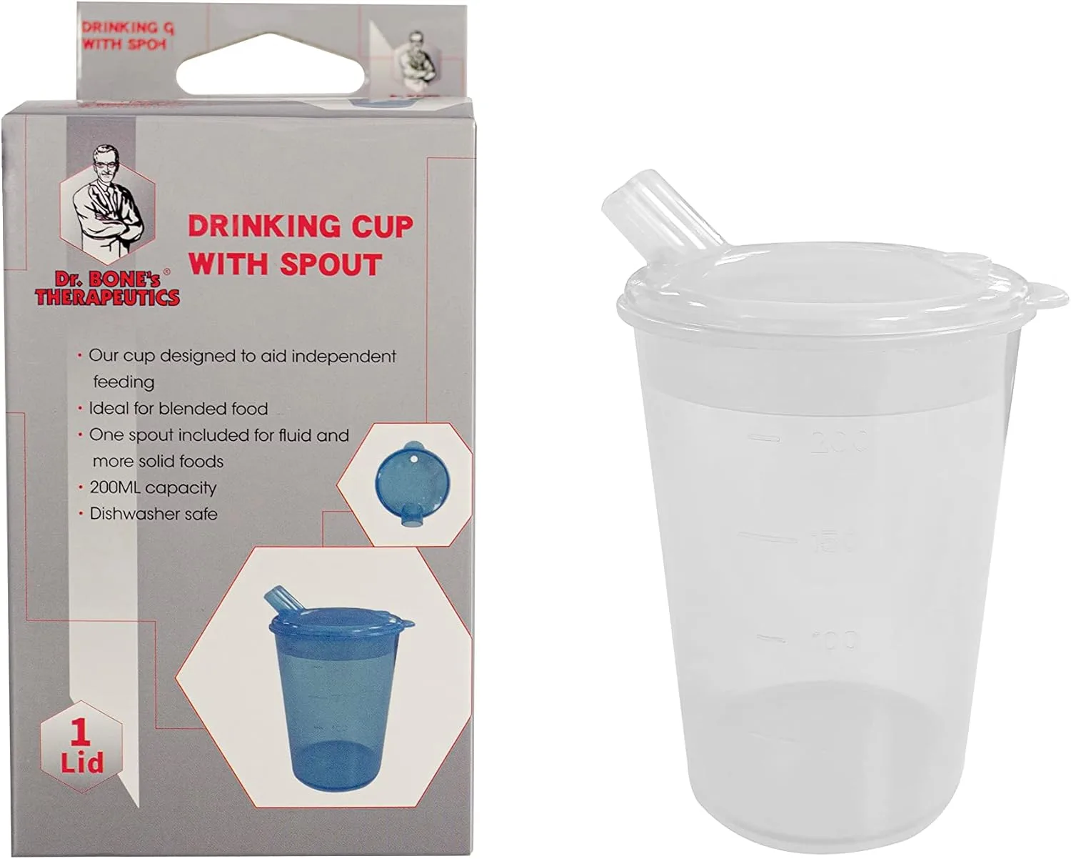200ml Adult Sippy Cup with Lip Spout – Clear