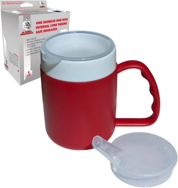140ml Internal-Cone Mug with Spouted Lid – Red