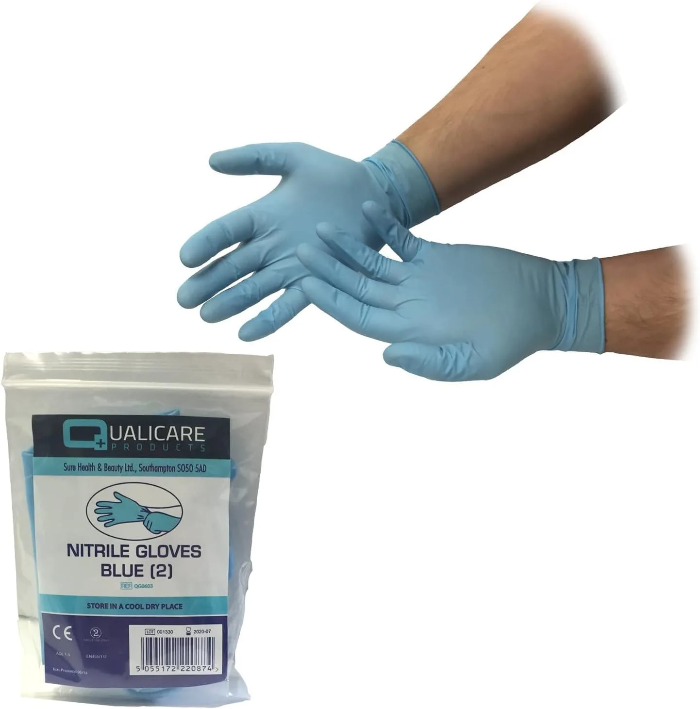 Blue Nitrile Gloves, 5 Pairs, Latex-Free