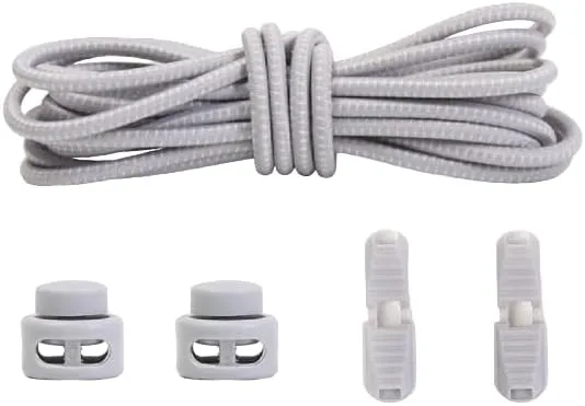 No-Tie Elastic Shoelaces with Lock System – Light Grey