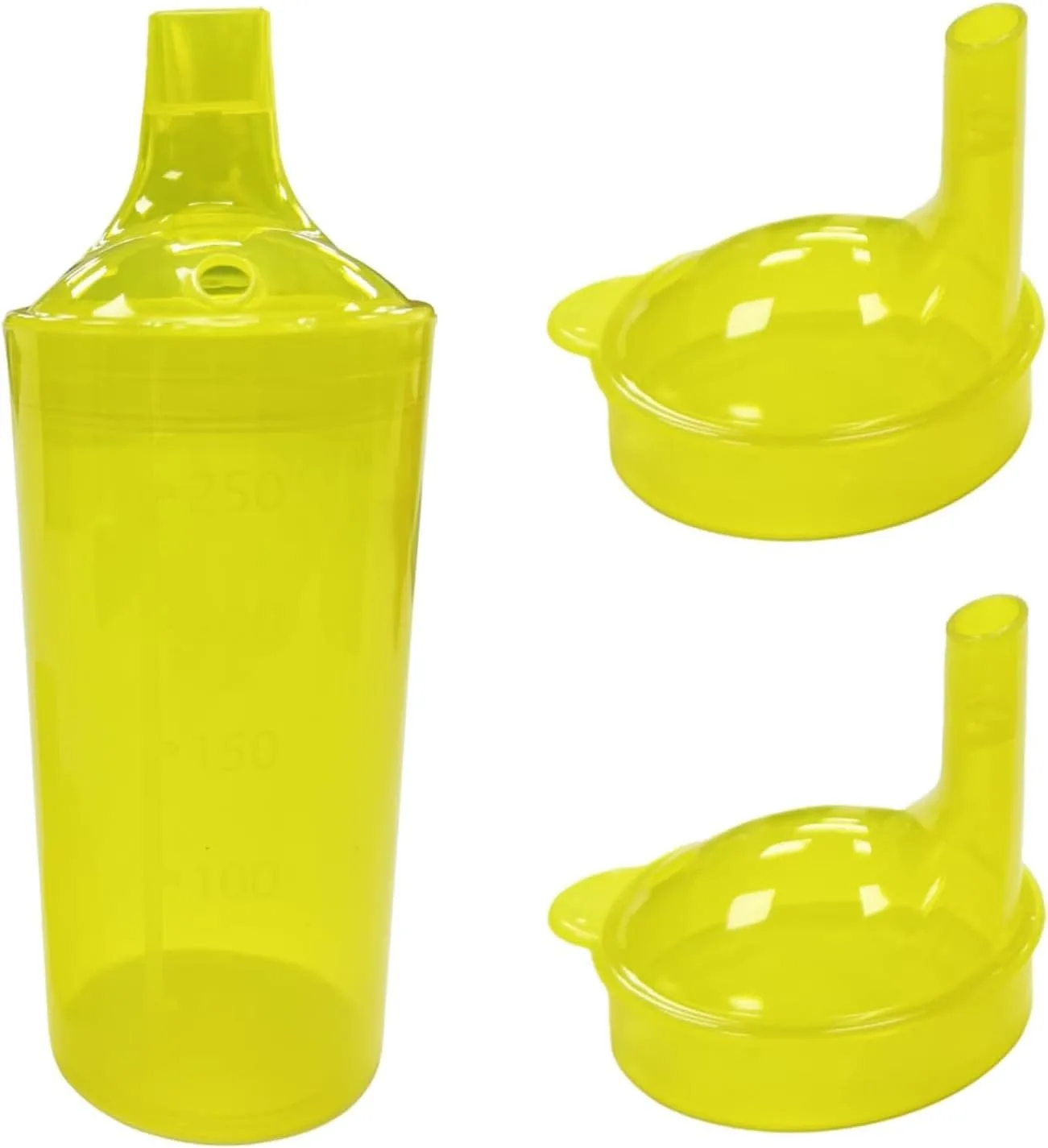 250ml Feeding Cup with 2 Lids & Straw Hole – Yellow