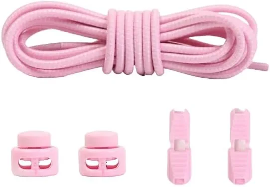No-Tie Elastic Shoelaces with Lock System – Pink