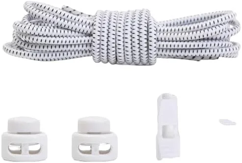 No-Tie Elastic Shoelaces with Lock System – White