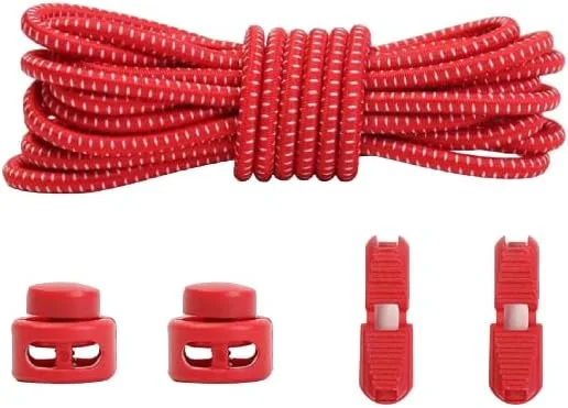 No-Tie Elastic Shoelaces with Lock System – Red