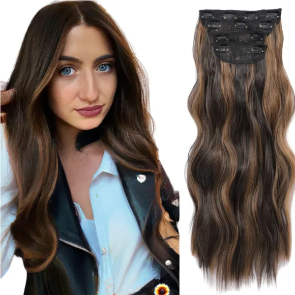 20" Curly Clip-In Hair Extensions, 4 Pcs