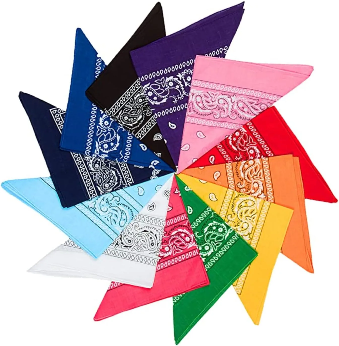 Paisley Bandanas, 12 Mixed Colours